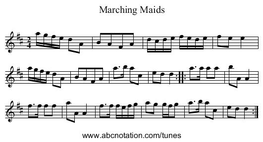 Marching Maids - staff notation