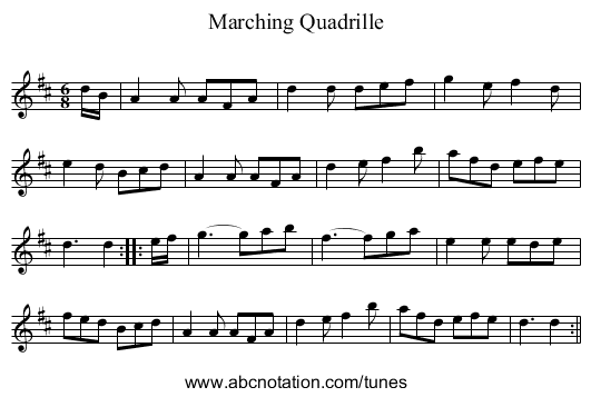 Marching Quadrille - staff notation