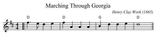 Marching Through Georgia - staff notation