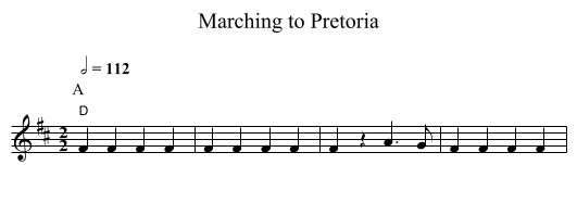 Marching to Pretoria - staff notation