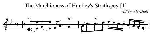 Marchioness of Huntley's Strathspey [1], The - staff notation