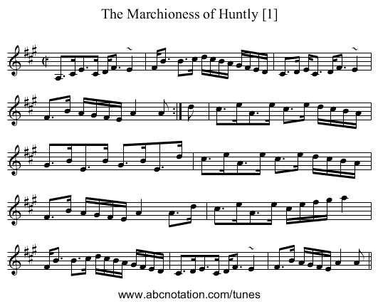 Marchioness of Huntly [1], The - staff notation