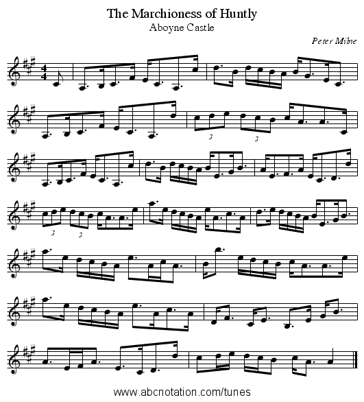 Marchioness of Huntly, The - staff notation