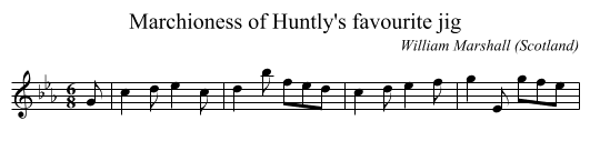 Marchioness of Huntly's favourite jig - staff notation