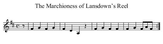Marchioness of Lansdown’s Reel, The - staff notation
