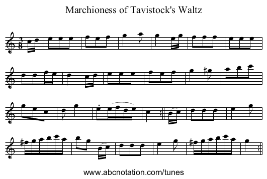 Marchioness of Tavistock's Waltz - staff notation