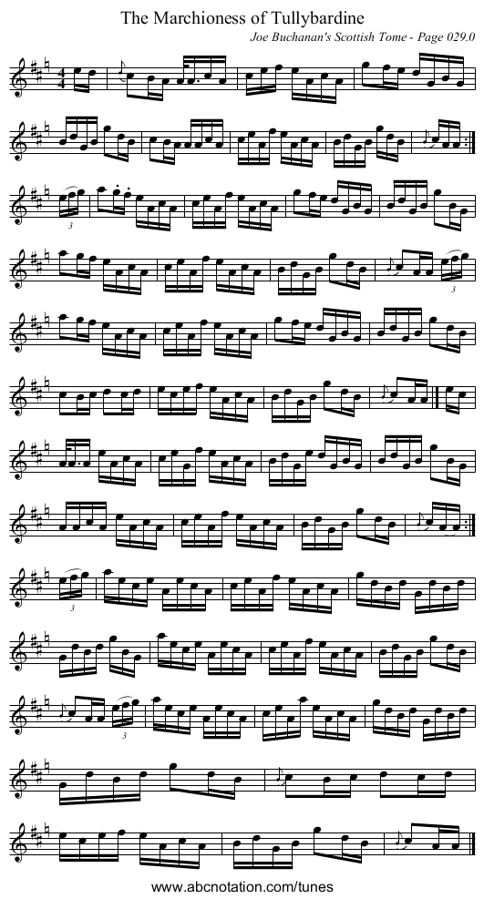 Marchioness of Tullybardine, The - staff notation