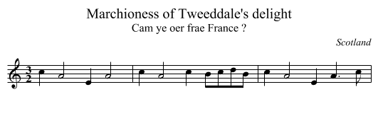 Marchioness of Tweeddale's delight - staff notation
