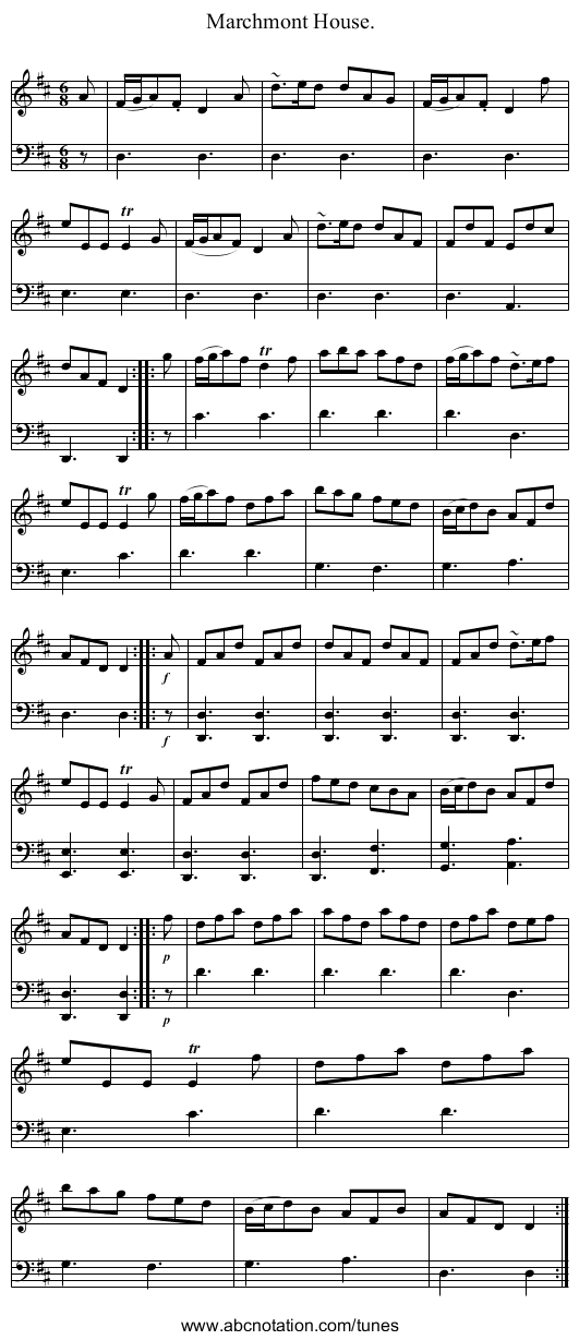 Marchmont House. - staff notation