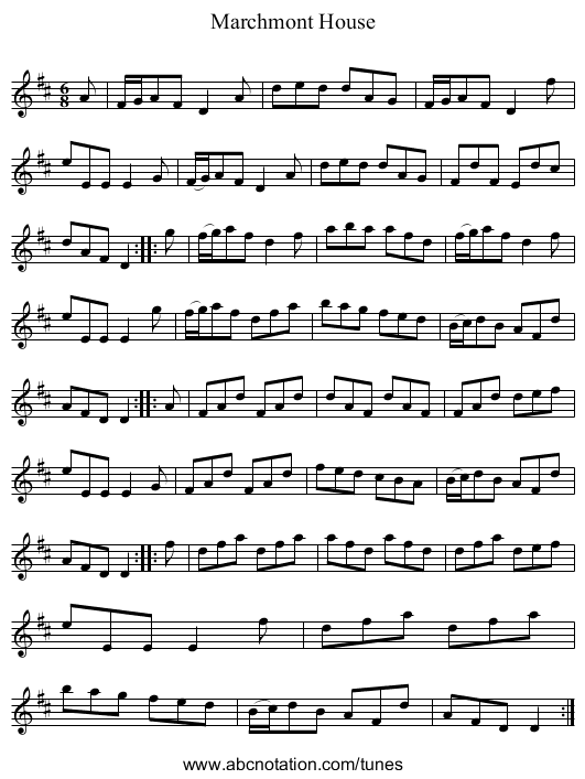 Marchmont House - staff notation