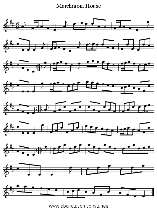 Marchmont House - staff notation