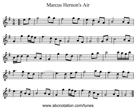 Marcus Hernon's Air - staff notation