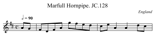 Marfull Hornpipe. JC.128 - staff notation