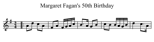 Margaret Fagan's 50th Birthday - staff notation