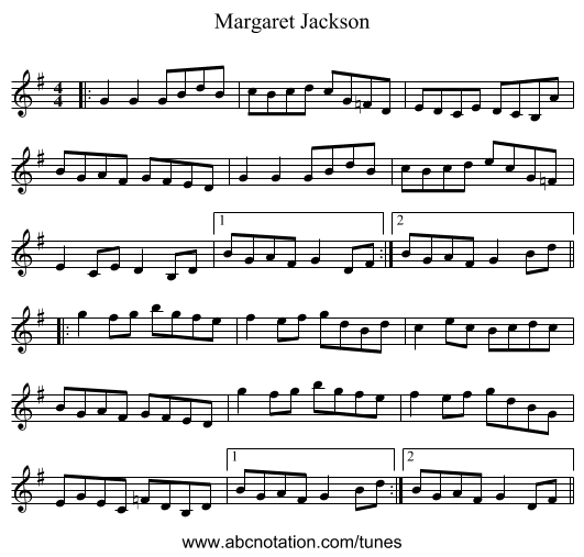 Margaret Jackson - staff notation