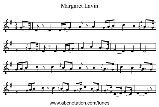 Margaret Lavin - staff notation