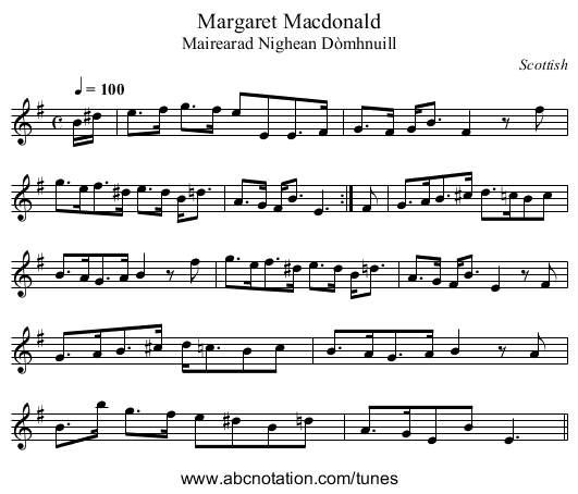 Margaret Macdonald - staff notation