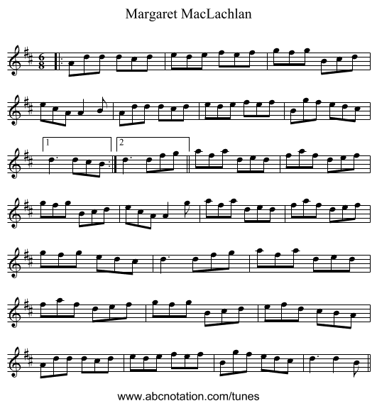 Margaret MacLachlan - staff notation