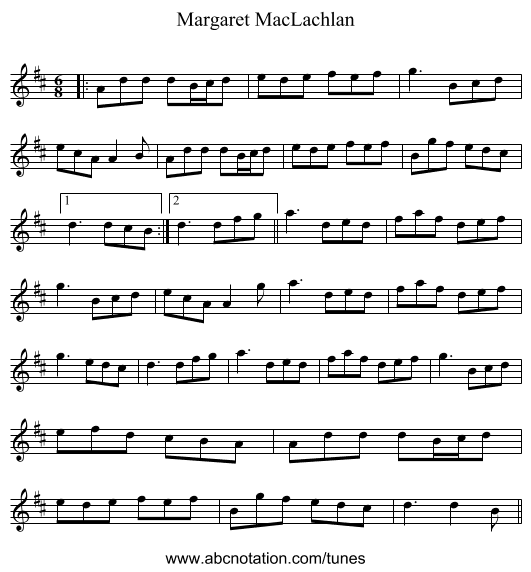 Margaret MacLachlan - staff notation