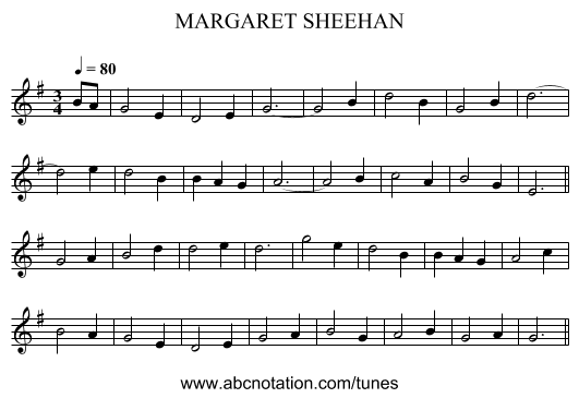 MARGARET SHEEHAN - staff notation