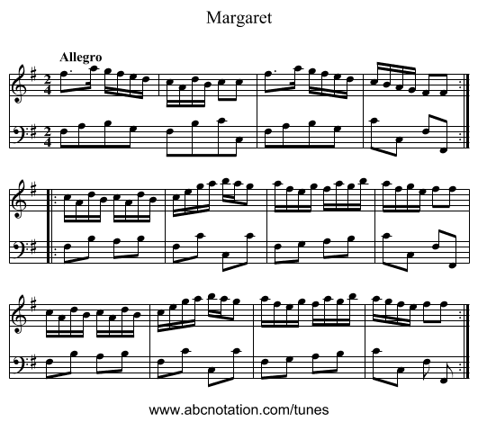 Margaret - staff notation