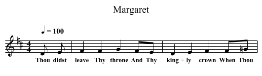Margaret - staff notation
