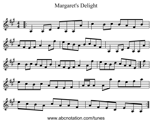 Margaret's Delight - staff notation