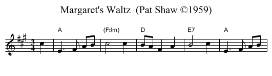 Margaret's Waltz  (Pat Shaw &copy;1959) - staff notation