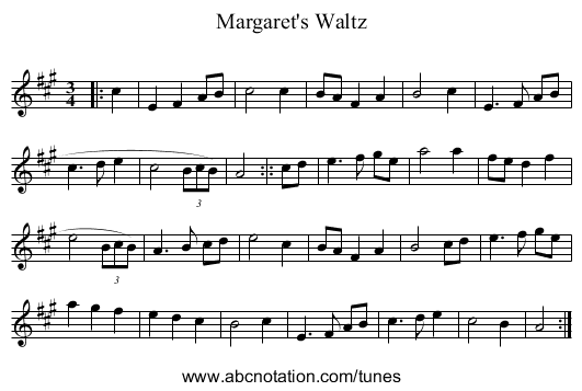 Margaret's Waltz - staff notation