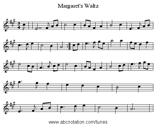 Margaret's Waltz - staff notation