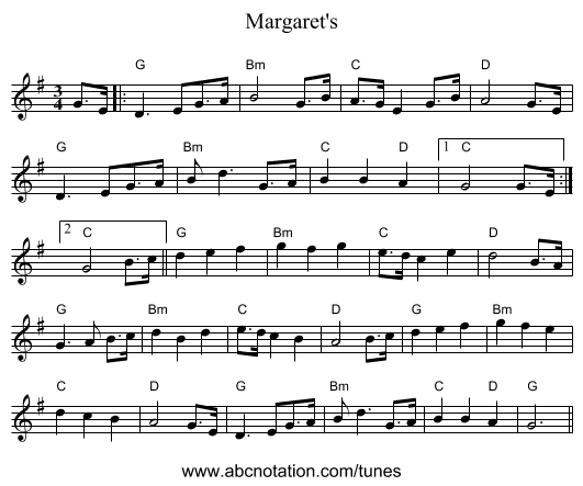 Margaret's - staff notation