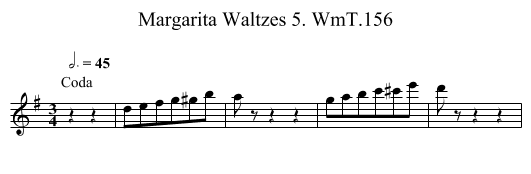 Margarita Waltzes 5. WmT.156 - staff notation