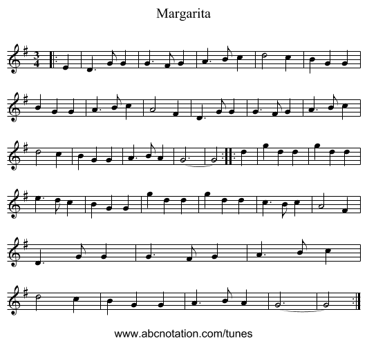 Margarita - staff notation