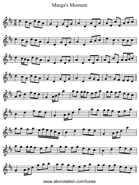 Marga's Moment - staff notation