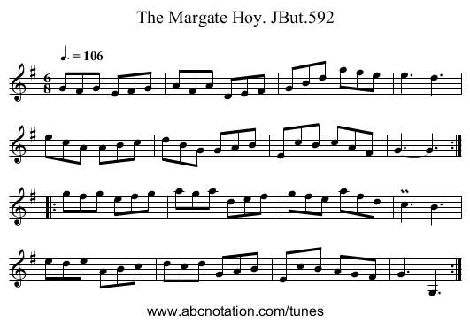 Margate Hoy. JBut.592, The - staff notation