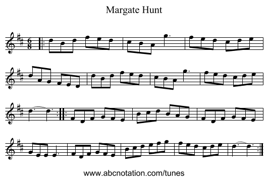 Margate Hunt - staff notation