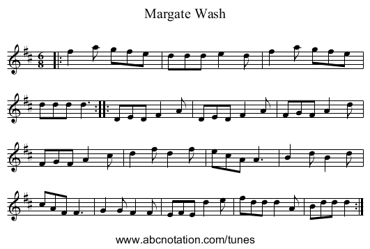 Margate Wash - staff notation