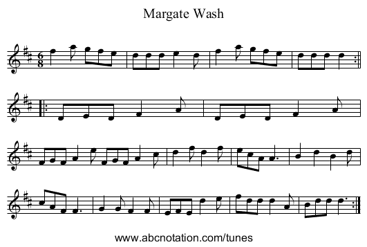 Margate Wash - staff notation