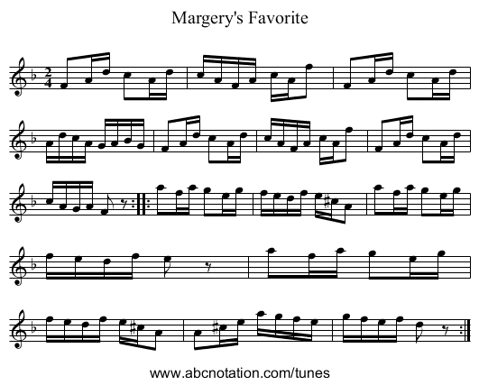 Margery's Favorite - staff notation