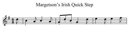 Margetson’s Irish Quick Step - staff notation
