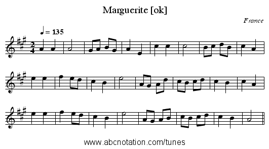 Marguerite [ok] - staff notation