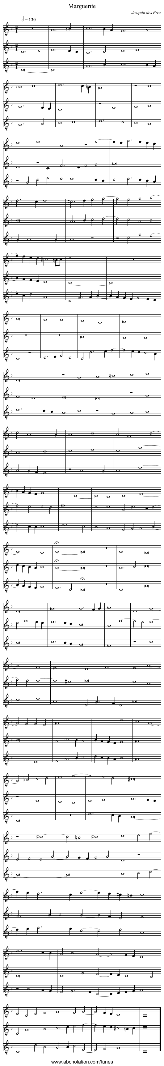 Marguerite - staff notation