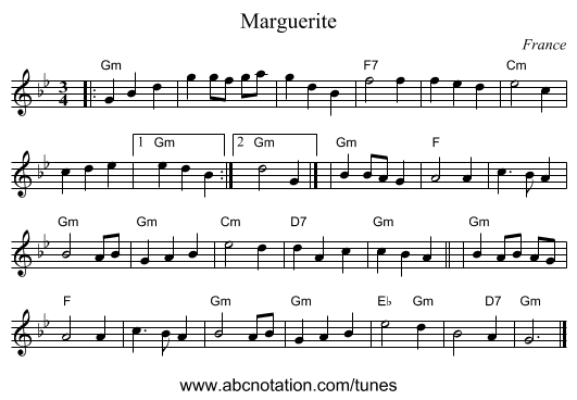 Marguerite - staff notation