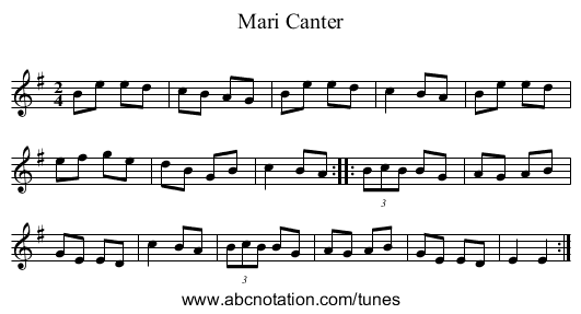 Mari Canter - staff notation