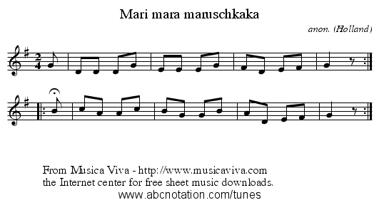 Mari mara maruschkaka - staff notation