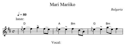 Mari Mariiko - staff notation