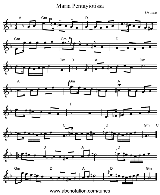 Maria Pentayiotissa - staff notation