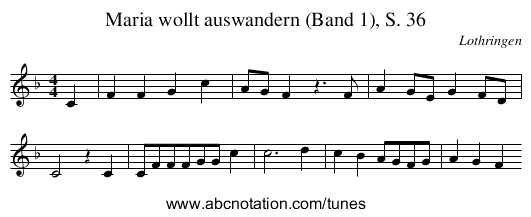 Maria wollt auswandern (Band 1), S. 36 - staff notation