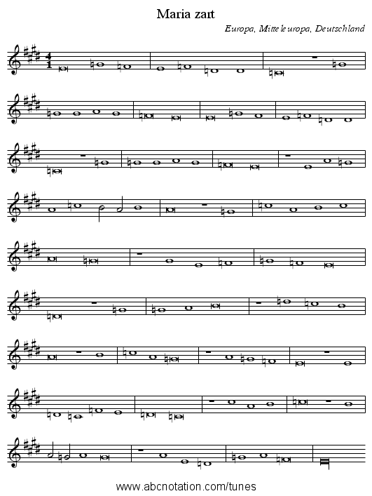 Maria zart - staff notation