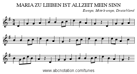 MARIA ZU LIEBEN IST ALLZEIT MEIN SINN - staff notation